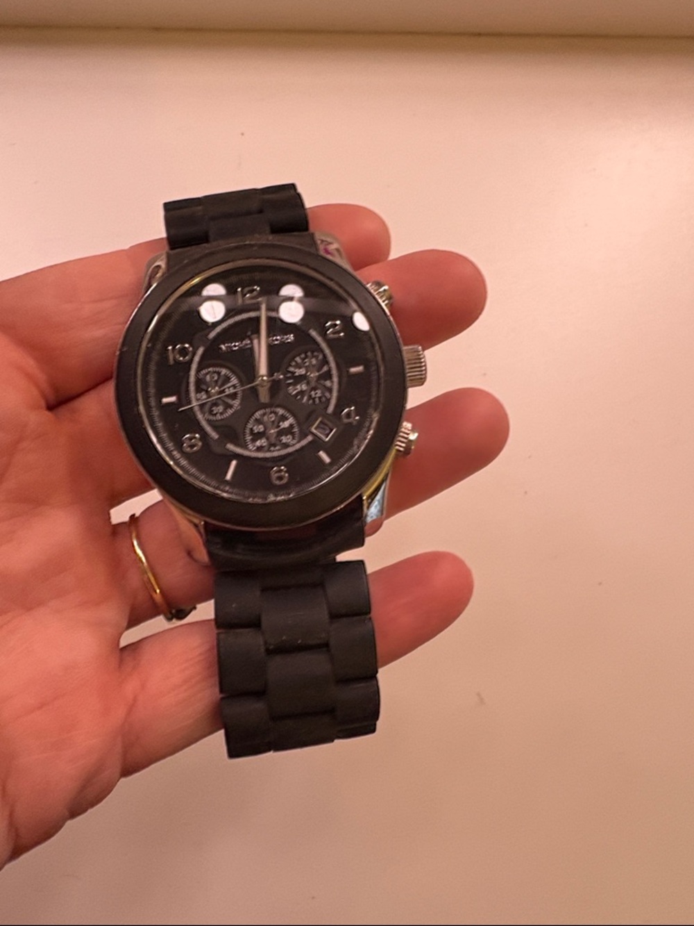 Michael Kors Black Chronograph Silicone Strap Watch